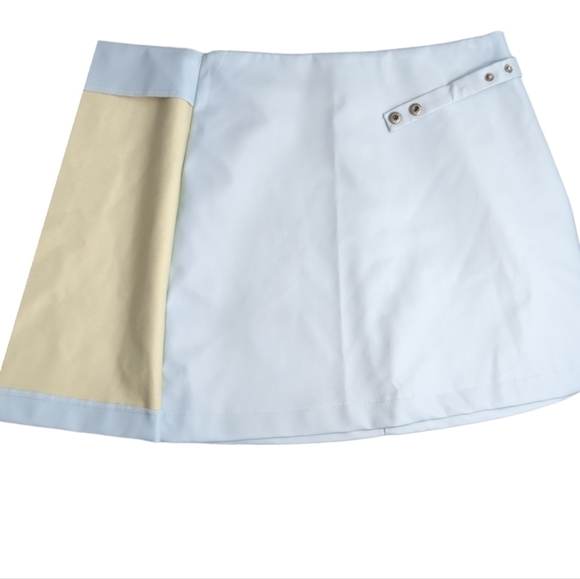 Francesca’s Paige Vegan Leather Light Blue Side Buckle Mini Skirt S - Picture 13 of 16